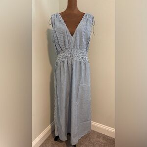 Old Navy Blue and White Striped Maxi Dress